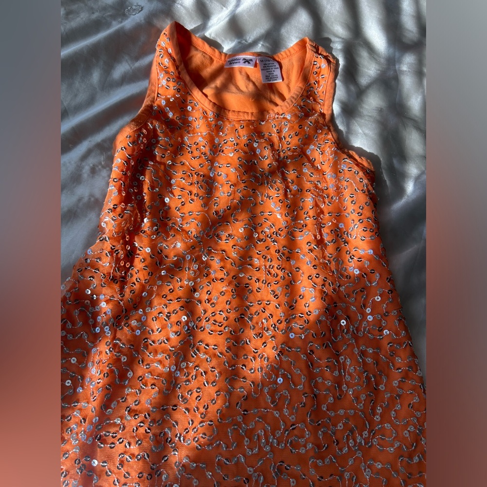Orange Sequin Tank Top - Picture 2 of 5